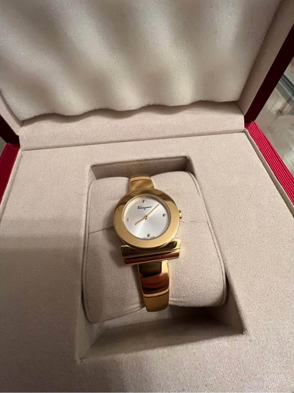 Salvatore Ferragamo Gold and White Women's Bracelet Watch